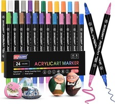 24 Colors Acrylic Paint Pens Sets Fine Art Marker Metal Glass Rock Waterproof