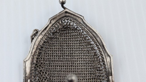 Antique Sterling Silver Wire Mesh Purse Flapper 5-1/4" - Picture 9 of 18