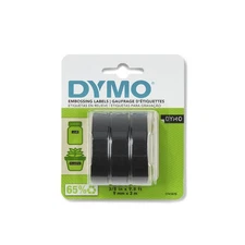 DYMO Self-Adhesive Embossing Labels, White Print on Black Tape, 3/8-Inch x 9.8-F