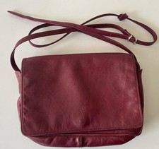 Bolso Bandolera Enny Italiano Vintage Cuero Genuino Borgoña Años 80 90