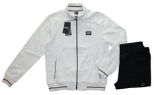 HUGO BOSS MEN TRACKSUIT SET IN WHITE AND NAVY BLUE COLOR FULL ZIP