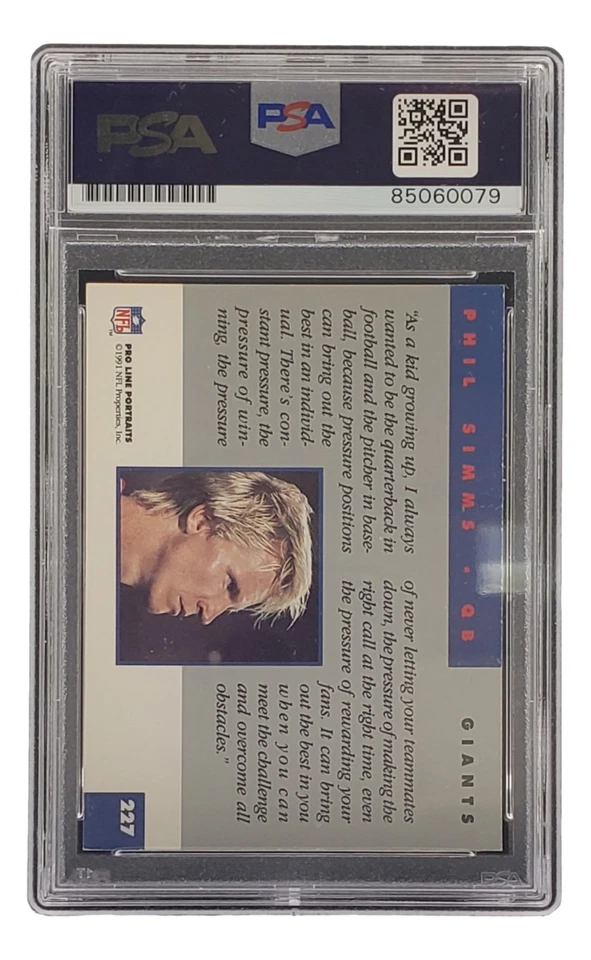 Phil Simms Signed 1991 Pro Line #227 Giants Trading Card PSA/DNA Gem MT 10 - Image 2 of 4