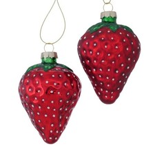 2 STK Glas Weihnachtshänger Erdbeere Frücht...