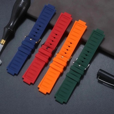 Convex Silicone Watch Strap for Cartier Ballon Bleu 16 18 20mm Rubber Band Pro