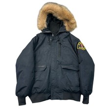 Zavetti Canada Bomber Jacket Fleece Lined Fur Hood Black Mens Large