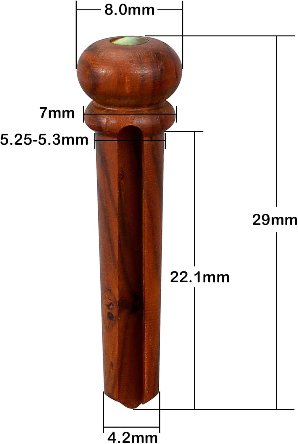 Rosewood Guitar Bridge Pins 6Pc Abalone Dot Acoustic Replacement Set 