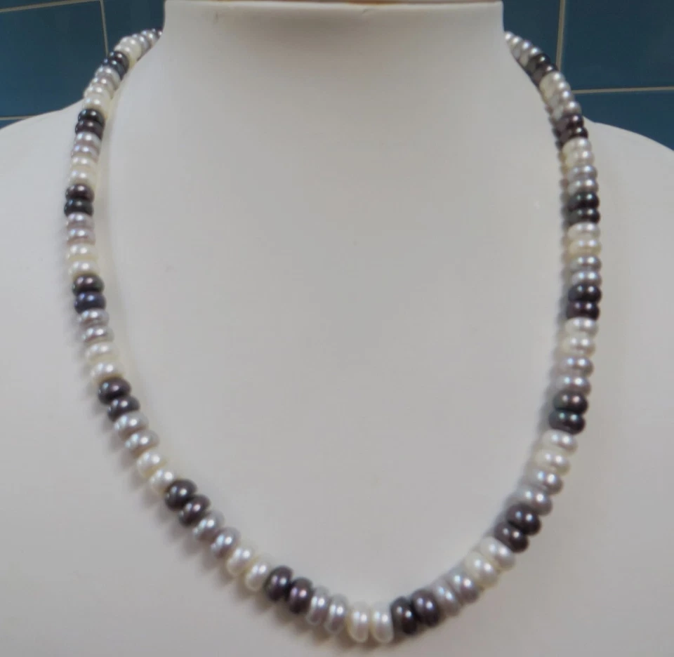 Honora 925 Sterling Silver Freshwater Cultured Button Pearl 3 Colour Necklace - Image 3 of 4