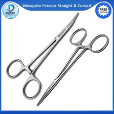 2 Pcs Mosquito Hemostat Locking Forceps 5" Curved  Straight Surgical German GR