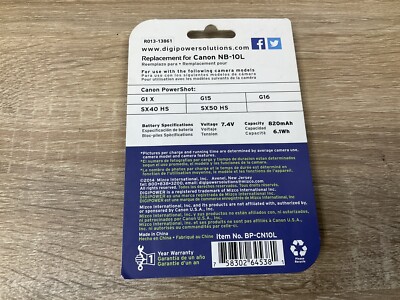 DigiPower BP-CN10L Digital Camera Battery | eBay