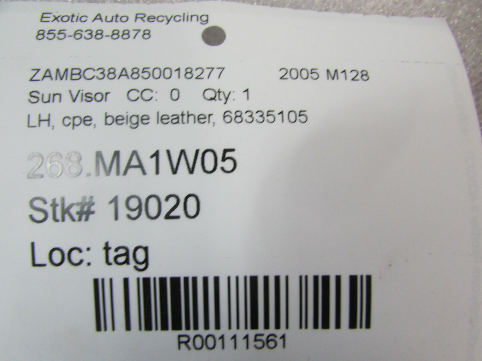 Maserati Coupe, LH, Left Beige Leather, Used, P/N 68335105
