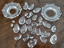 Mixed 30 PC Lot Replacement Glass Chandelier Pendants Bobeches VIEW PHOTOS