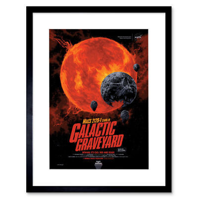 NASA Galaxy Horrors Galactic Graveyard MACS 2129-1 Movie Framed Art Print 12X16''