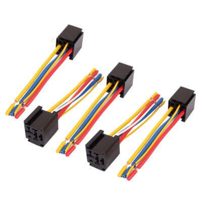 5Stk DC 12V/24V 80A 5-Pin Draht Relais Sockel Kabelbaum Anschluss für Auto