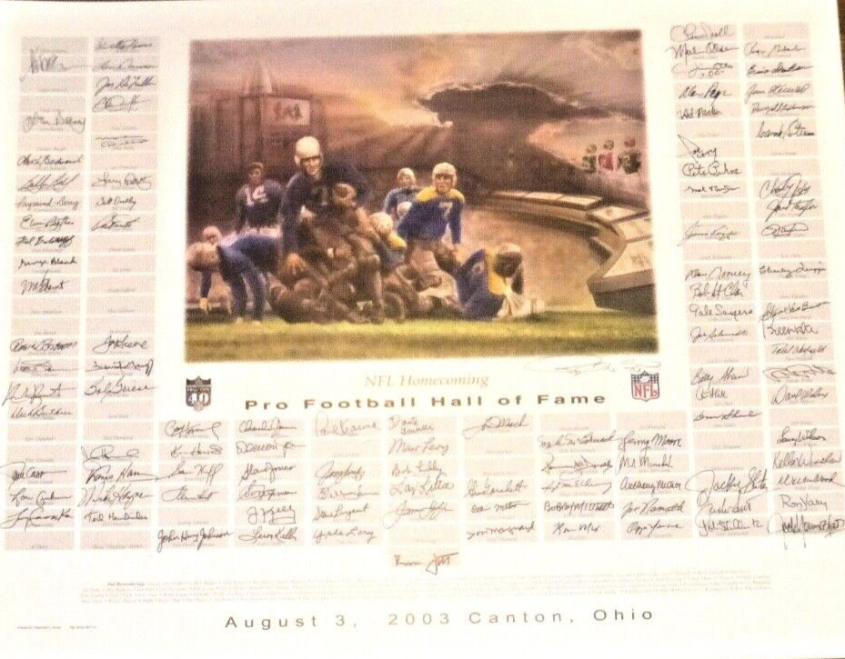 Joe Namath Autographed Signed 100+ HOF LITHOGRAPH ~AUTO NAMATH STAUBACH SHULA FRANCO HARRIS BUTKUS BAS 