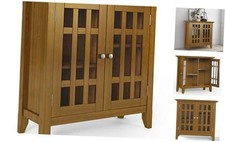 Simpli Home 3axcbed 03 Bedford Solid Wood Low Storage Media Cabinet In Tobacco For Sale Online Ebay