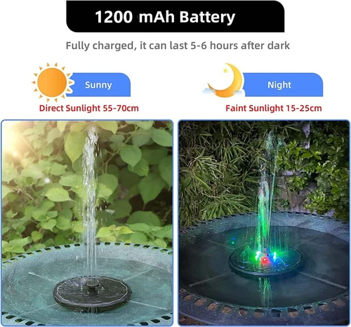 Solar Powered Fountain Water Pump Bird Bath Floating Garden Pond Pool Fish Tanks - Picture 15 of 22