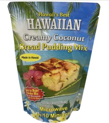 Hawaiis Best Creamy Coconut Bread Pudding Mix 8 Oz (Pack Of 2 Bags)