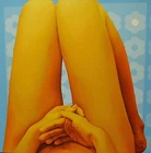 Painting GalaSascha "Blue Carpet 2002" 130 x 130 cm.