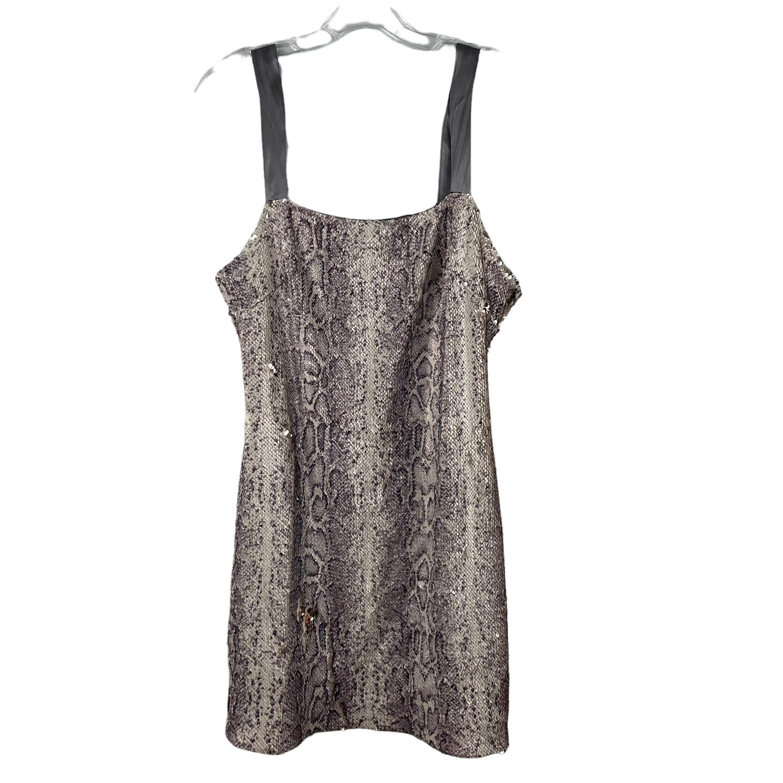 Ramy Brook Mini Dress Adrian Snake Sequin Size 8 Natural Satin Straps thumbnail 2