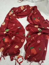 Kohls Apt 9 holiday xmas cookies scarf 72" x 23"