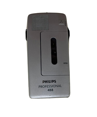  Vintage Philips 488 MiniCassette Voice Recorder Not Working For Parts 