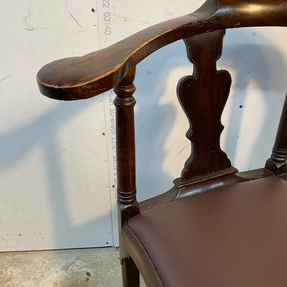 Silla de esquina Chippendale Queen Anne caoba antigua siglo XVIII 1770 garra de bola Foto 4 de 4