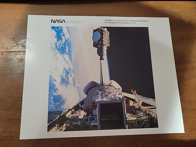 Vintage NASA Print "ARABSAT Communication Satellite Deployment"  8x10