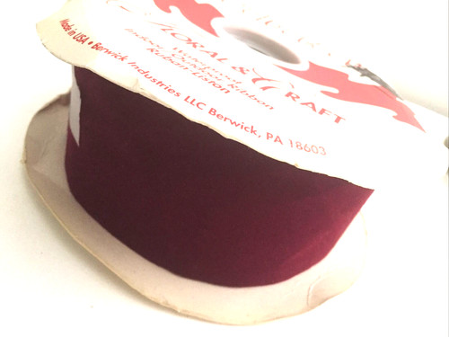 Vintage Berwick Velveteen Floral and Craft Ribbon Indoor Outdoor Burgundy 2.5" W