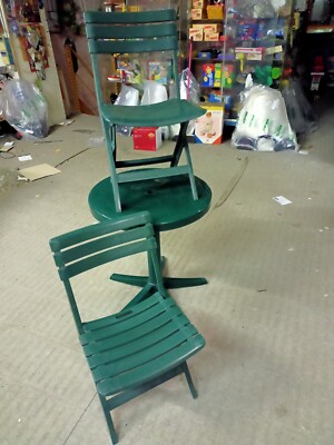 SET TAVOLINO 60X60XH70 CM TAVOLO SEDIE PIEGHEVOLI VERDE RESINA - Main Image