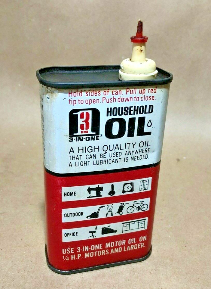 3 in 1 Household Oil Can Vintage Pre-Barcode 1968 w/ Side-Spout USA 20% ...