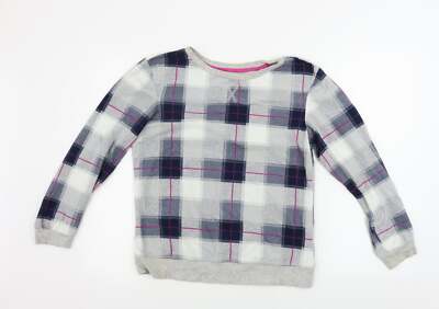 NEXT Damenpullover grau Rundhalsausschnitt kariert Polyestermischung Größe S