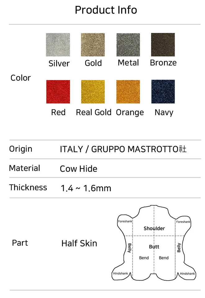 Pieza de cuero Fay - 1,4 ~ 1,6 mm, piel de vaca, bofeta de cuero, tipo suave, mastrotto Foto 3 de 4