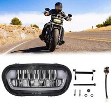 LED Headlight DRL Hi/Lo Beam With Bracket For Fat Bob 2018-2022 Plug and Play