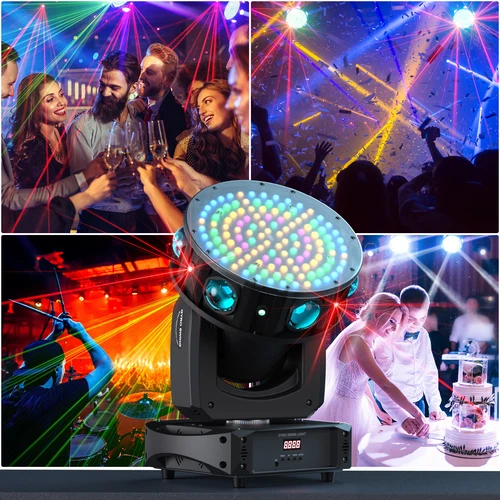 2 Stück Beam+Laser Moving Head 6 LED 200W Bühnenlicht RGBW Effektstrahler U`King - Bild 14 von 23