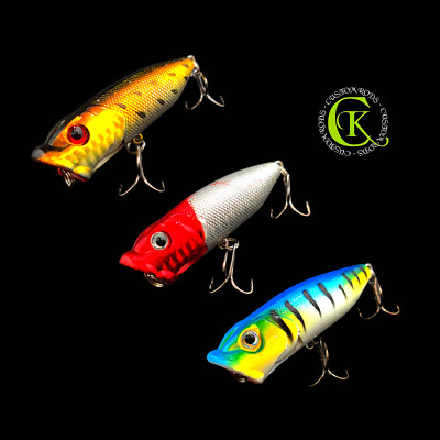 3x 7cm Popper Topwater Jerkbait Jerk Hardbait Wobbler Raubfisch Kunstköder Hecht