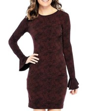 NWT $98 MICHAEL KORS Floral Mesh Flounce Dress Merlot or Crimson / Black
