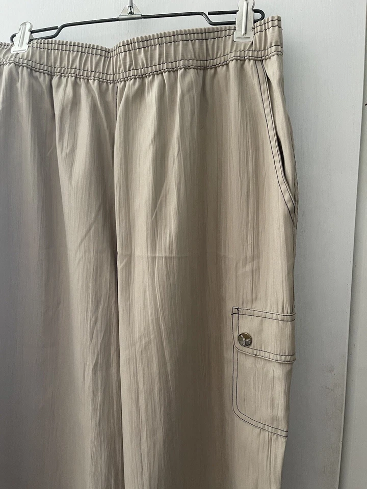 Pantalones para mujer Appleseed's marfil cintura elástica bolsillos talla M 10/12 Foto 2 de 4