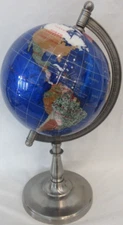 Handcrafted 18" Table Top World Globe / Map Model With Aluminum / Metal Stand