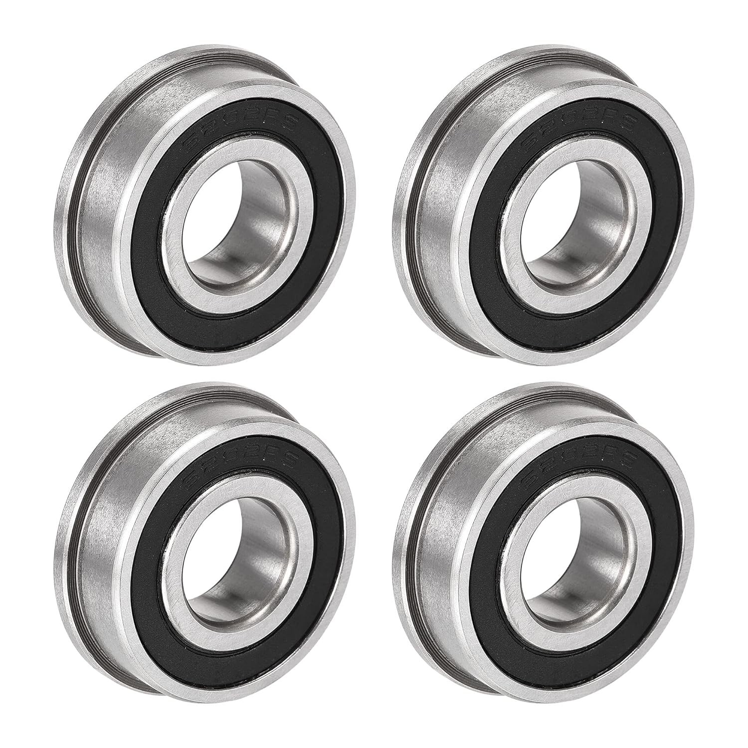 sourcing map F6202-2RS Flanged Ball Bearing 15x35x11mm Double Sealed Chrome Ste