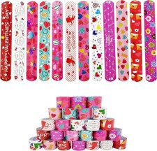 24 Valentine's Slap Bracelets - Safe and Colorful Party Favors for Kids