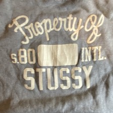 Stussy Gray Hoodie Men's S Logo Drawstring Imported Fabric Solid Designer