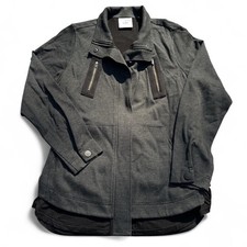 Cabi Love Carol Collection Gray Moto Jacket Size M Full Zip Mesh Belted Back