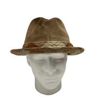 Vintage Dobbs Fifth Avenue New York 7 1/4 Suede Brown Plaid Tweed Fedora Hat