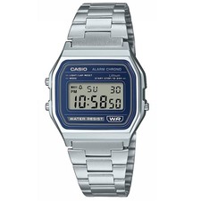 Casio Watch A158WEA-2EF Vintage Collection Digital Blue Dial Steel Bracelet