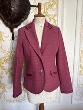 Pink Tweed Wool Fitted Jacket By Joules Size 10 EXC cond