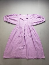 Daughters Of India Women Dress S Purple Boho Puff Sleeve Gathered Smock Casual