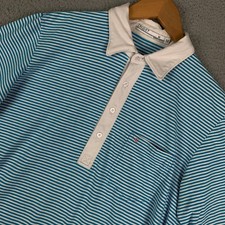Criquet Players Polo Shirt Men's Medium M Blue/White Nelson Striped Stretch Knit
