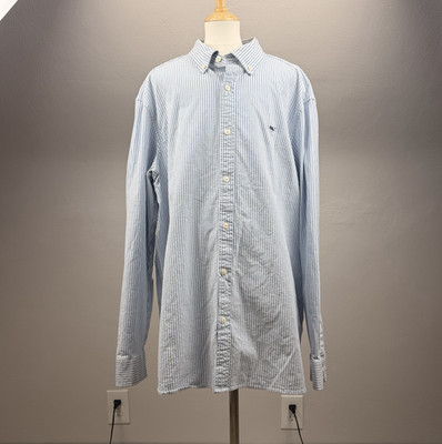 Vineyard Vines Men's Blue White Striped Classic Fit Whale Button-Up Shirt XL