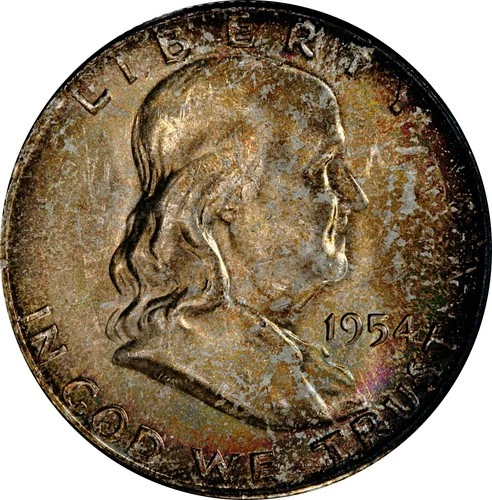 1954-D Franklin Half Dollar Silver UNC GEM End of Roll, Deep Tone, As Shown 678