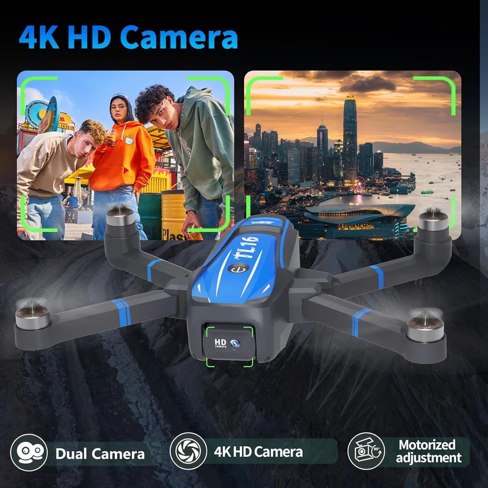 TL16 Drone Con Telecamera 4K per Adulti, Posizionamento Ottico Del Flusso Motore - Immagine 2 di 4
